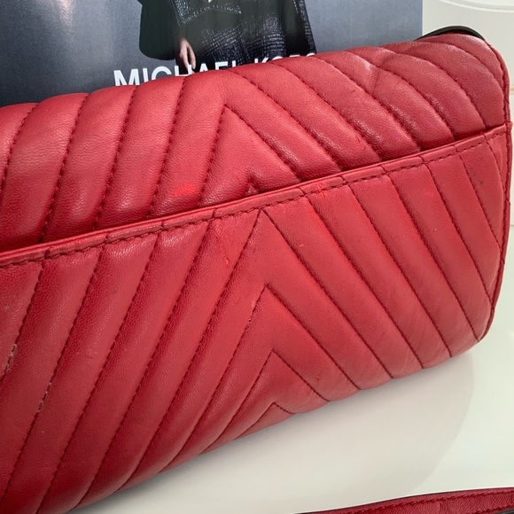Michael Kors Quilted Red Leather Crossbody Bag - Picture 6 of 10